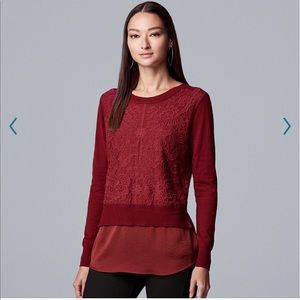 Women’s Simply Vera Vera Wang Lace Pleat Sleeve Top size XXL